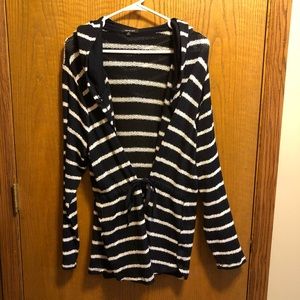 Verve Ami 2X Navy White Striped Cardigan Sweater